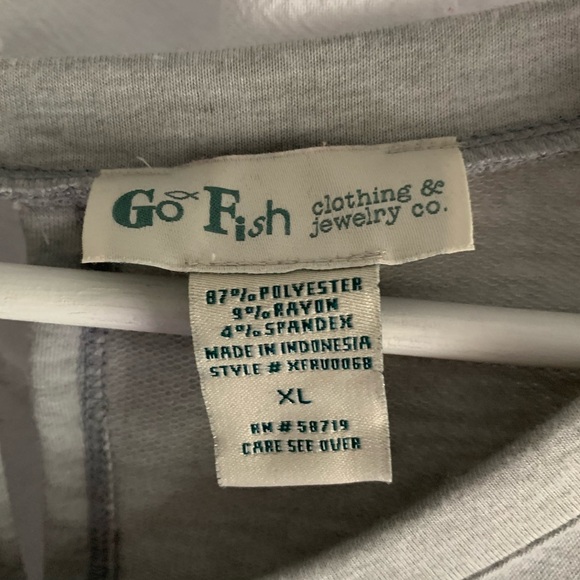 Go Fish 🐠 Waterfall Sleeve Grey Tie Back Sweatshirt - Picture 3 of 3